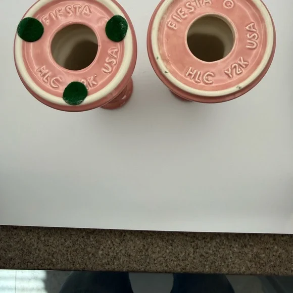 Fiestaware Rose Ceramic Candle Holders - Picture 5 of 6